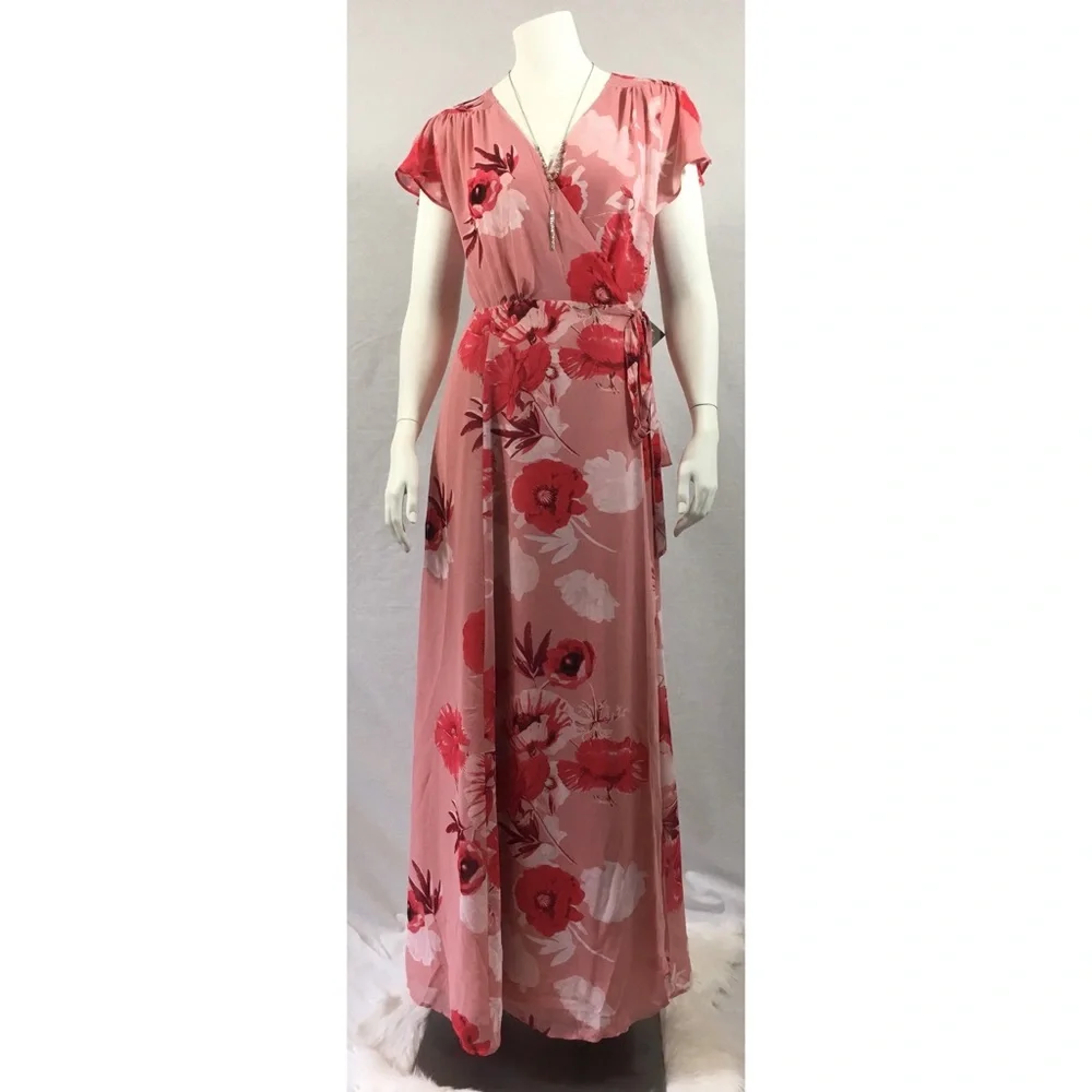 ❤️Floral Wrap Dress, Valentines Day, Easter Eva Mendez feminine, modest - Picture 3 of 6